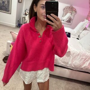 525 America Vibrant Pink Cowl Neck Sweater
